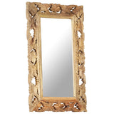 Hand Carved Mirror Brown 80x50 cm Solid Mango Wood 321639