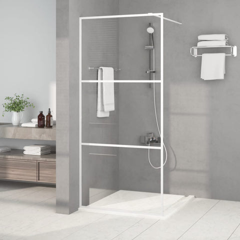 Walk-in Shower Wall White 90x195 cm Clear ESG Glass 152121