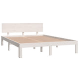 ZNTS Bed Frame without Mattress White Solid Wood Pine 140x200cm 810496