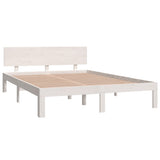 Bed Frame without Mattress White Solid Wood Pine 140x200cm 810496