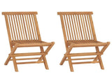 3 Piece Folding Garden Bistro Set Natural Solid Teak Wood 3434098
