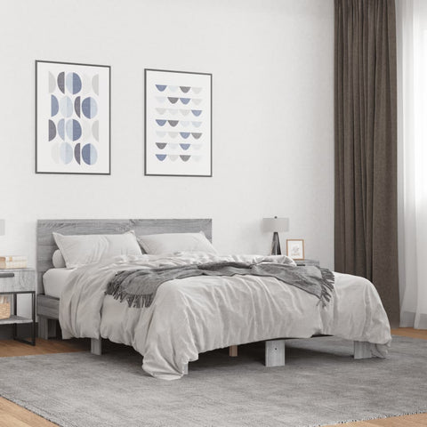 Bed Frame without Mattress Grey Sonoma 135x190 cm Double 3280210
