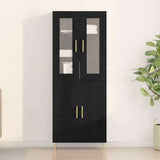 Highboard 2 pcs Black Oak Engineered Wood 3334348