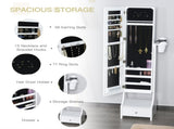 Jewellery Cabinet, Full Length Mirror with Storage, Free Standing Mirror with LED Lights, Hooks, T3398P340957