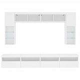8 Piece TV Wall Cabinet Set with LED Lights White 3216764