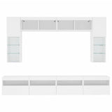 8 Piece TV Wall Cabinet Set with LED Lights White 3216764