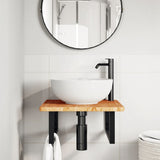 Basin Shelf Wall Mounted Steel and Solid Wood Oak 3302393