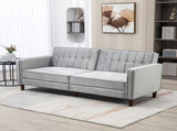 Modern Convertible Sofa Futon Velvet-Touch Tufted Couch Compact Loveseat with Adjustable Split Back, T3398P377957