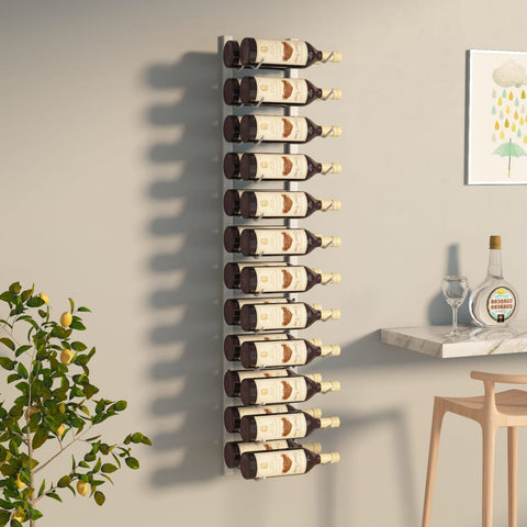 ZNTS Wall Mounted Wine Rack for 24 Bottles White Iron 340883