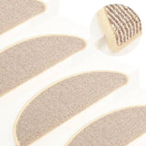 Stair Mats 15 pcs 65x21x4 cm White and Brown Half Round Large 149860
