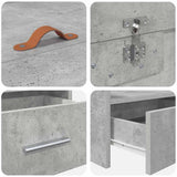 Bed Frame with Drawer Concrete Grey 75 x 190 cm Engineered Wood 3335256