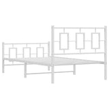 Metal Bed Frame without Mattress with Footboard White 100x200cm 374303