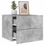 Wall-mounted Bedside Cabinets with LED Lights 2 pcs Concrete Grey 836819