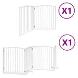 Dog Gate with Door Foldable 6 Panels White 480 cm Poplar Wood 3155621