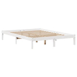 ZNTS Bookcase Bed without Mattress White 135x190 cm Double Solid Wood Pine 3321578
