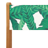 5 Piece Garden Dining Set Leaf Pattern Fabric and Solid Wood 3281776