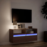 TV Wall Cabinet with LED Lights Brown Oak 100x31x45 cm 852340