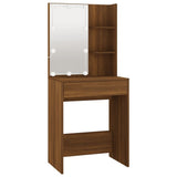 Dressing Table Set with LED Brown Oak Engineered Wood 3114106