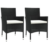 Garden Chairs with Cushions 2 pcs Black Poly Rattan 362519