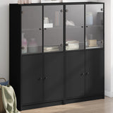 Bookcase with Doors Black 136x37x142 cm Engineered Wood 3206525