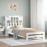 ZNTS Bookcase Bed without Mattress White 75x190 cm Small Single Solid Wood Pine 3308907