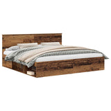 Bed Frame with Headboard Old Wood 200 x 200 cm Solid Pine Wood 3410562