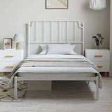 Metal Bed Frame without Mattress with Headboard White 100x200cm 373931