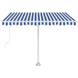 Freestanding Manual Retractable Awning 350x250 cm Blue/White 3069516