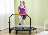 40" Foldable Mini Fitness Trampoline, with Adjustable Foam Handle, Orange T3398P349134