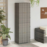Garden Storage Cabinet Grey 59x40x180 cm Poly Rattan 319873