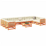 ZNTS 11 Piece Garden Sofa Set Wax Brown Solid Wood Pine 3299645