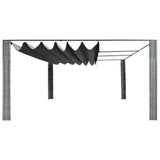 Gazebo with Sliding Roof Poly Rattan 400x400x200 cm Grey and Anthracite 44819