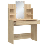 Dressing Table with LED Lights Sonoma Oak 96x40x142 cm 837894