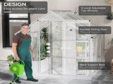 6 x 6ft Walk-In Greenhouse, Polycarbonate Greenhouse with Sliding Door, Window, Aluminium Frame, T3398P314642