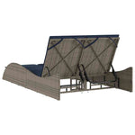 Sun Lounger with Cushions Grey 114x205x73 cm Poly Rattan 368293