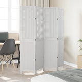Room Divider 4 Panels White Solid Wood Paulownia 358722