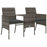 ZNTS Garden Sofa 2-Seater with Table and Stools Grey Poly Rattan 317627