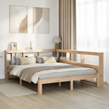 Bookcase Bed without Mattress 150x200 cm King Size Solid Wood Pine 3324379