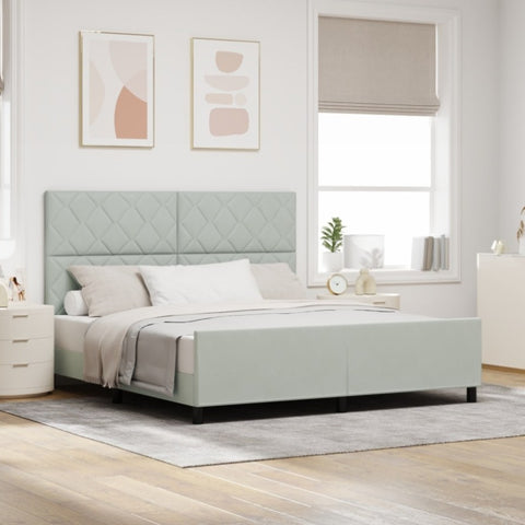 ZNTS Bed Frame in Light Grey - 180x200 cm Velvet 3345023