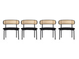 Velvet dining chair, set of 4, modern, simple chair with four metal support legs, rattan N606P389324S