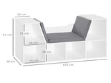 Bookcase Storage Shelf with Cushioned Reading Seat, Cube Bookshelf Organizer for Bedroom Living T3398P330546