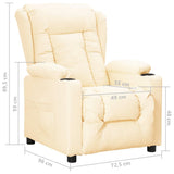 Recliner Chair Cream Faux Leather 339071