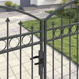 Fence Gate ASSEN 401 x 250 cm Steel Grey Lockable 42008945