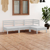 4 Piece Garden Lounge Set Solid Pinewood White 3082628
