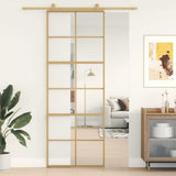 Sliding Door Gold 76x205 cm Clear ESG Glass and Aluminium 155166