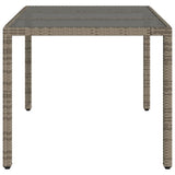 Garden Table with Glass Top Grey 150x90x75 cm Poly Rattan 365532