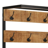 Coat Rack with Shoe Storage 68x30x182 cm Solid Rough Mango Wood 372737