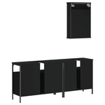 ZNTS 3 Piece Bathroom Furniture Set Black Engineered Wood 3214785