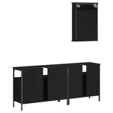 ZNTS 3 Piece Bathroom Furniture Set Black Engineered Wood 3214785