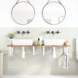 Basin Shelf Wall Mounted Steel and Solid Wood Acacia 3302794